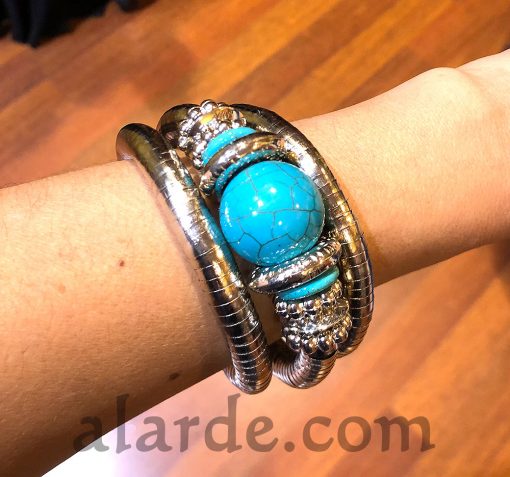 Brazalete-de-seroiente-Modelo-2.-Plateado-con-turquesa